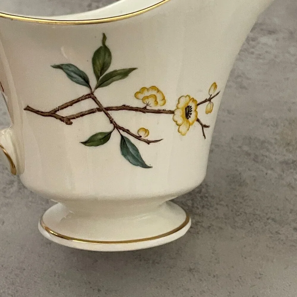 Vintage Royal Worcester Blossom Time Covered Sugar Creamer 3-PC Bone China MINT